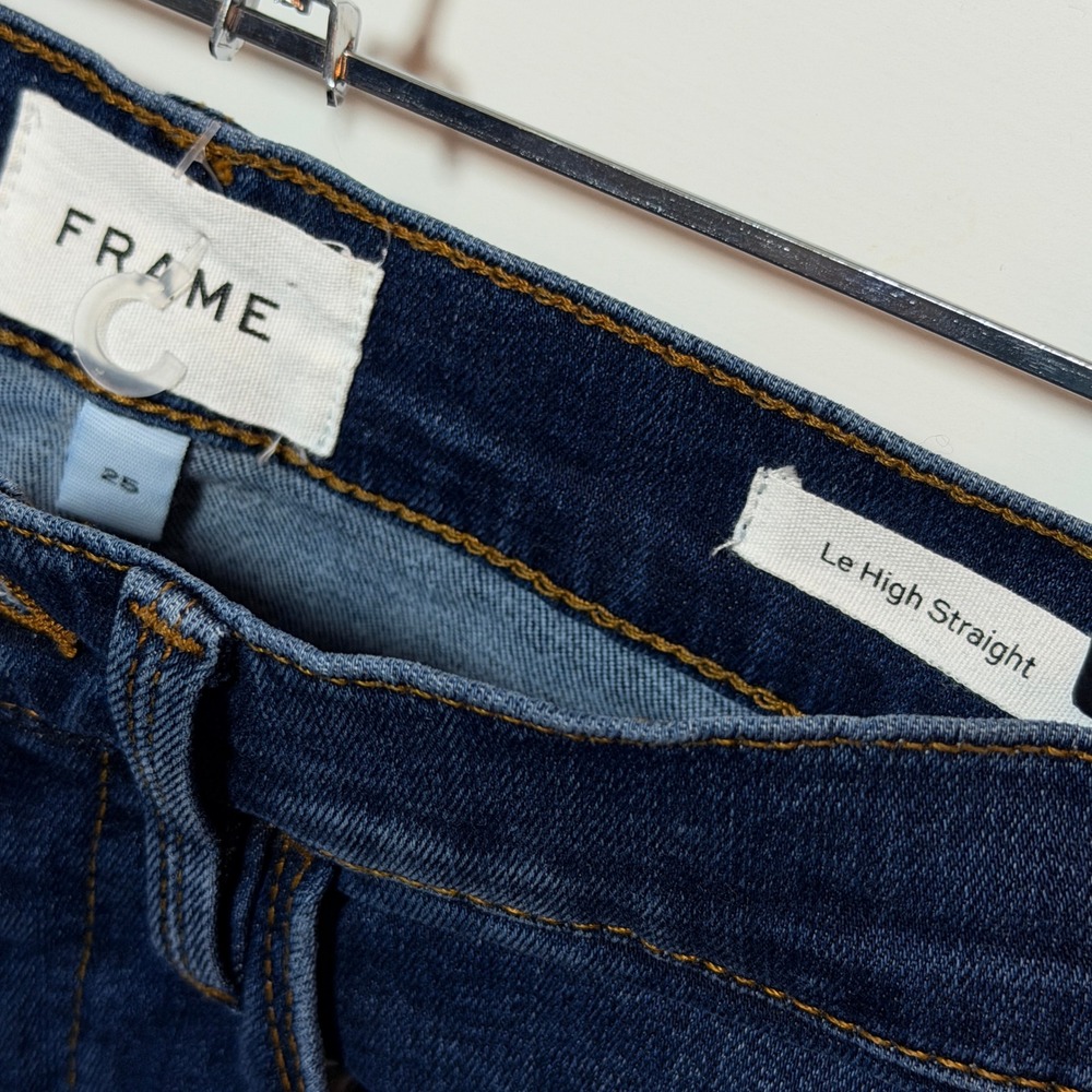 Frame Le High Straight Jeans Womens 25 Dublin Dark Blue High Rise Denim